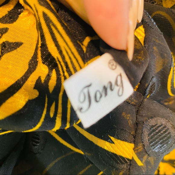 Vintage Black & Gold Sheer Polka Dot & Floral Print Blouse Size M - Picture 9 of 9